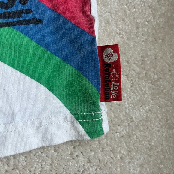 Japanese Brand y2k Love Revolution Panda Rainbow Graphic White Baby Tee - Picture 4 of 7